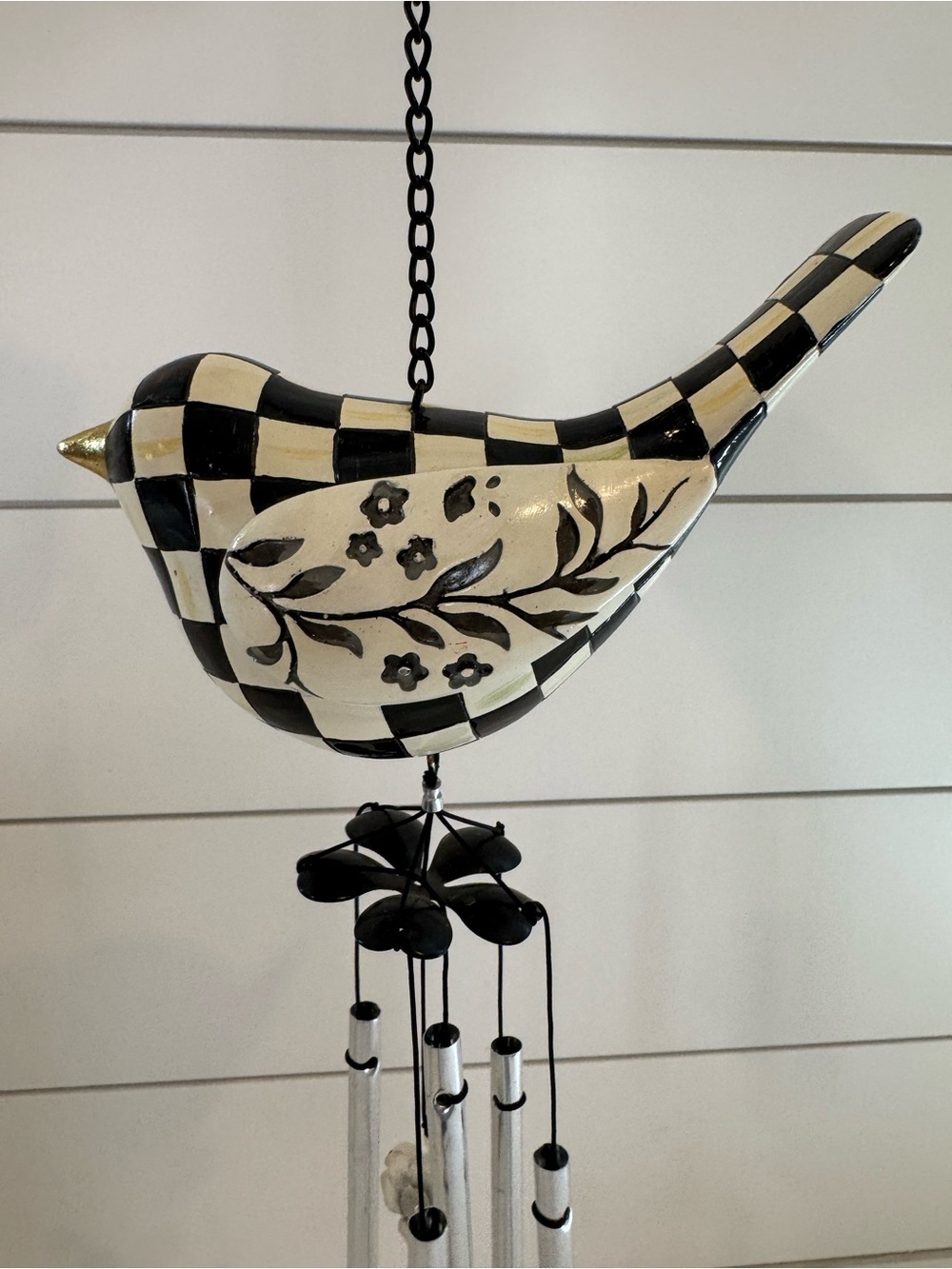 MacKenzie-Childs Singular Sensation Courtly Check Bird Wind Chime
